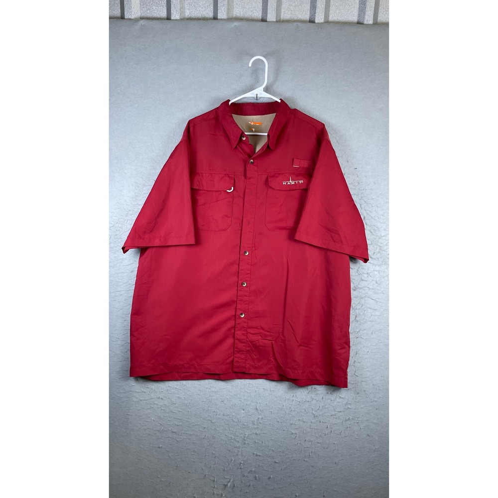 Habit Fishing Shirt Mens XL Red Good Short Sleeve Ventilated Button Down Pocket